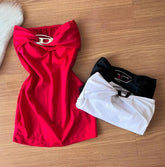 Vestido Tomara que Caia com Detalhe de Laço e Fivela Dourada