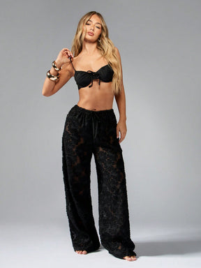 Calça de Praia com Textura de Renda