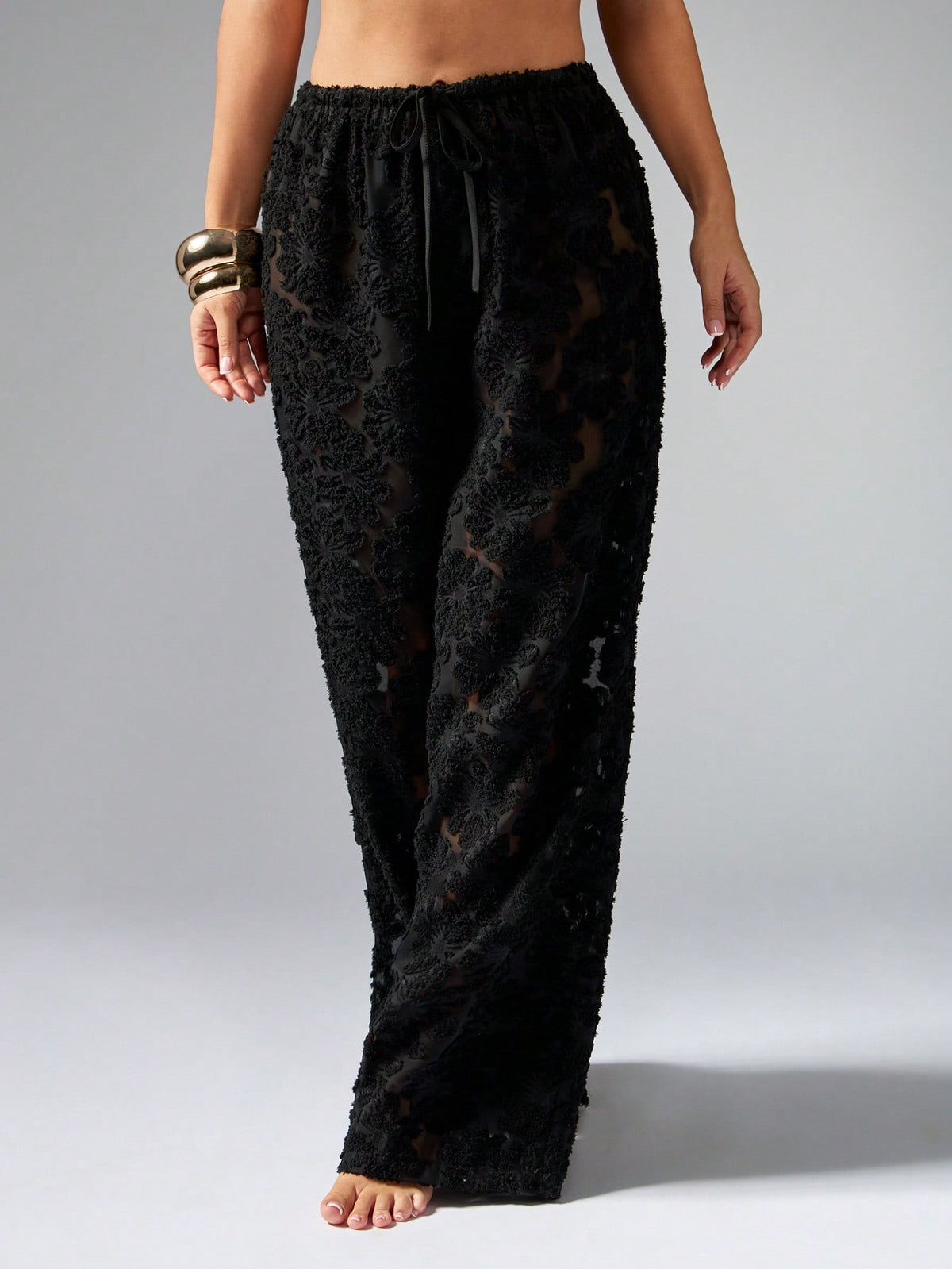 Calça de Praia com Textura de Renda