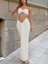 2 Peças Conjunto - Top Curto e Saia Longa Cintura Alta com Laço