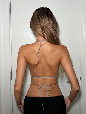 Top decotado - Costas abertas com strass