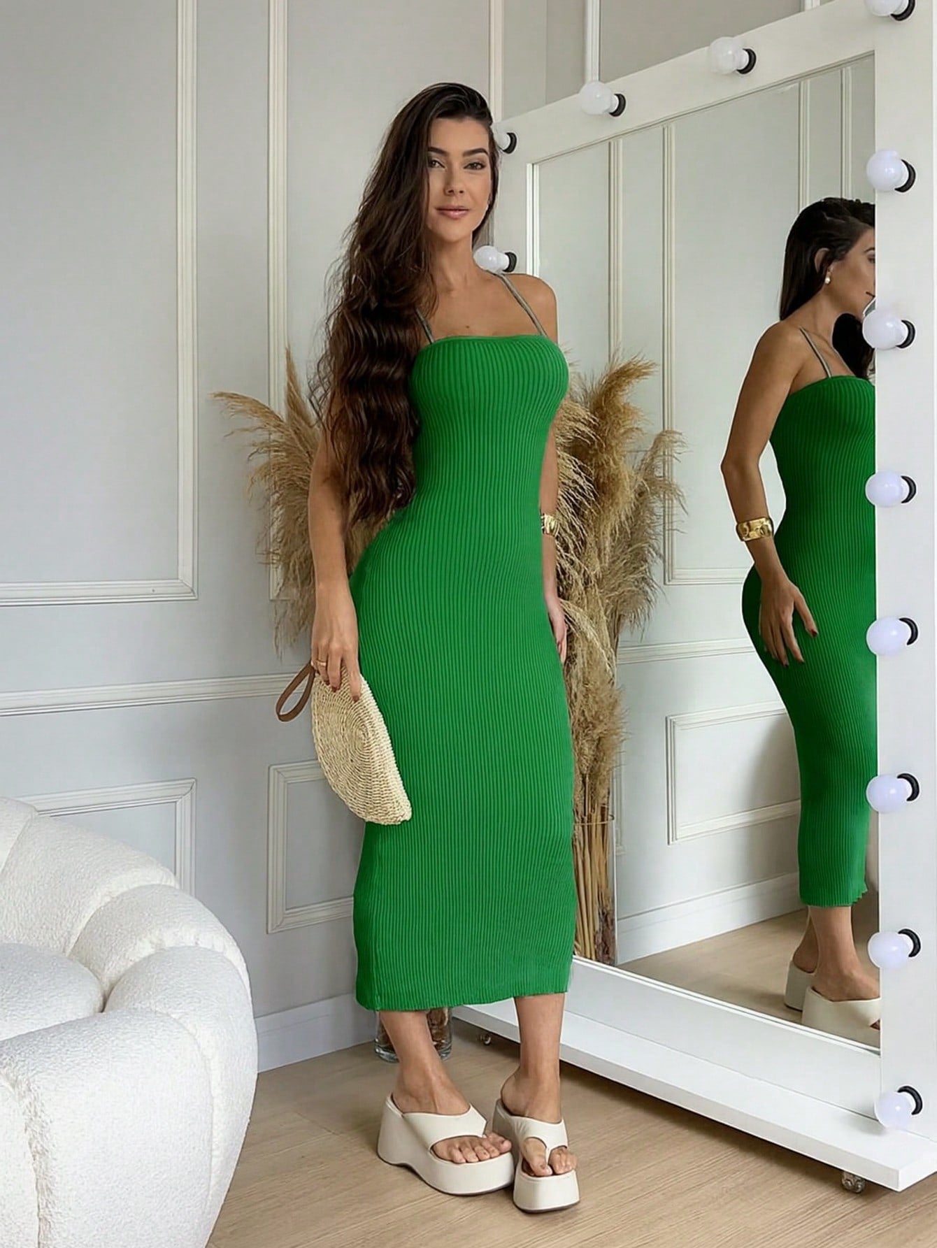 Vestido liso feminino costas trançadas