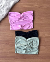 Cropped peach Poliamida