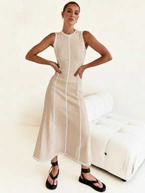 Vestido Midi de Malha Sem Mangas Eleganza