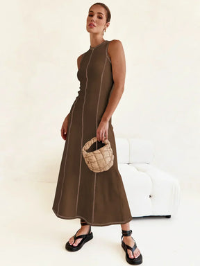 Vestido Midi de Malha Sem Mangas Eleganza