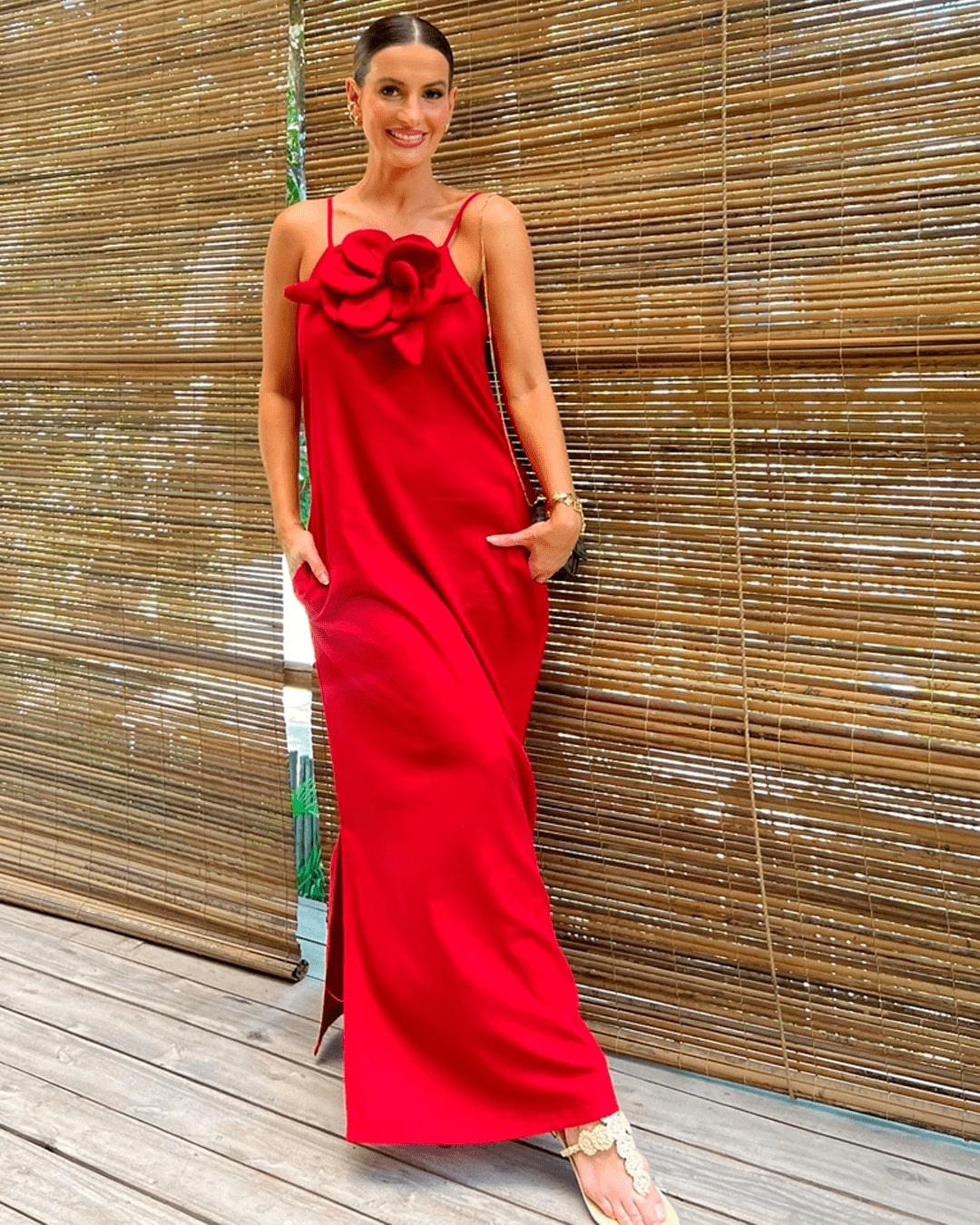 Vestido Longo Vogue Flor de Linho