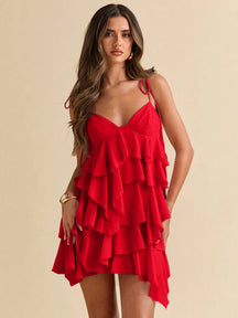 Vestido de Chiffon com Folha de Lótus, Vestido com Suspensório