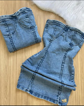 Vestido Jeans Corset - Azul Claro