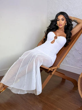 Vestido Feminino Longo Tubinho De Ano Novo Com Fenda