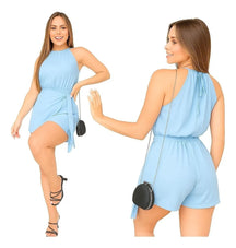 Macaquinho Curto Feminino Vestido Soltinho Crepe Duna