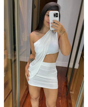 Conjunto Feminino 3 Peças Vestido Manga Nula Suplex