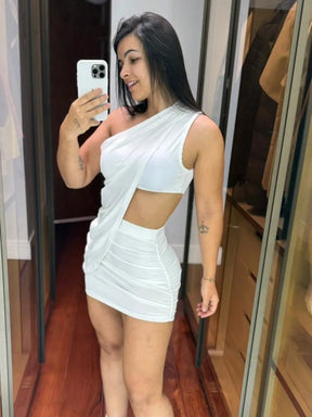 Conjunto Feminino 3 Peças Vestido Manga Nula Suplex